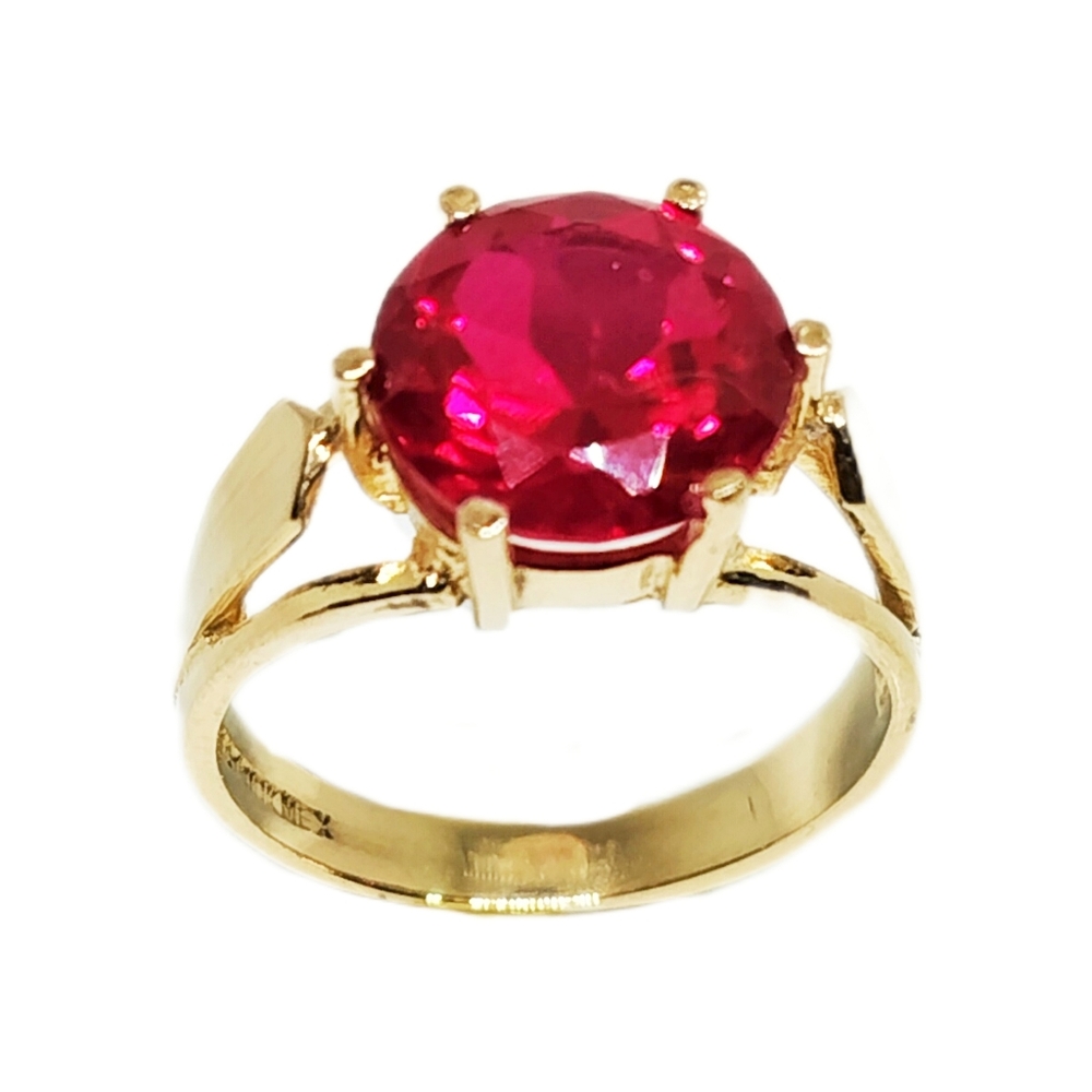 10k Gold Ring With Created Ruby - image 2